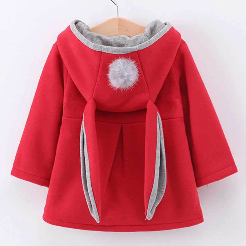 Spring Baby Girls Jackets Cute Rabbit Ear Cotton Autumn Kids Outerwear Children Hooded Coats 1 2 3 4 5 Year Toddler Girl CoatXJ241214