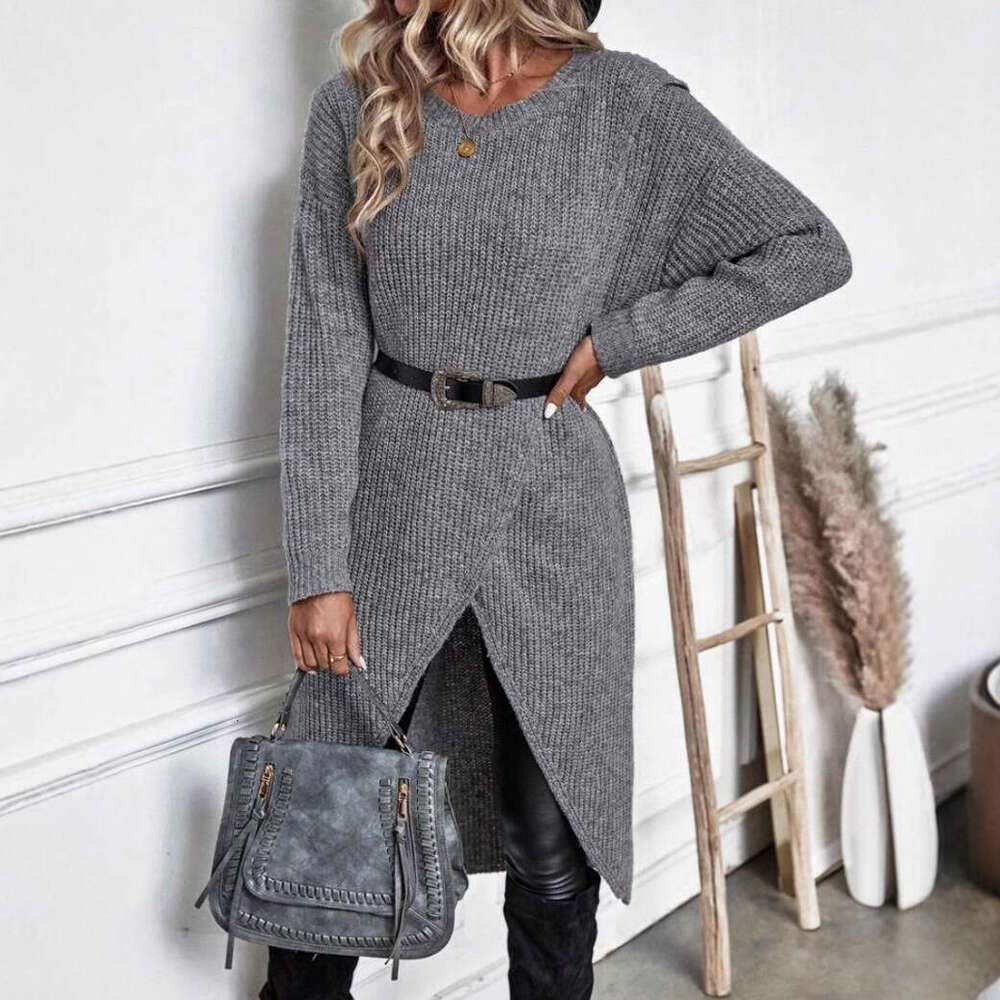European And American Autumn Clothes Women's Knitted Sweater Long Loose New Dress Jacket