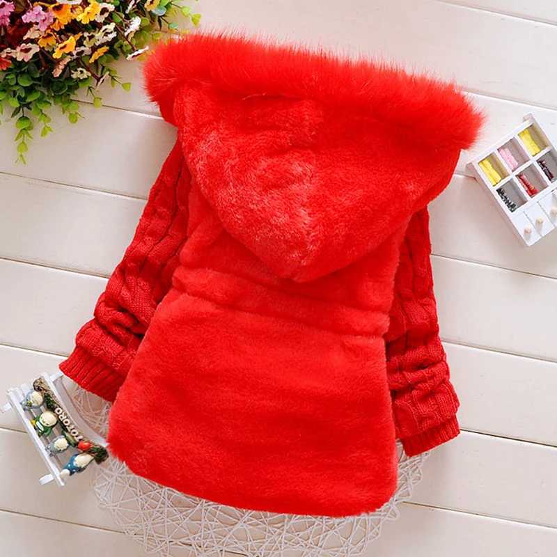 1 2 3 4 Years Autumn Winter Girls Jacket Fur Collar Keep Warm Fashion Little Princess Plush Coat Hooded Zipper Baby OuterwearXJ241214