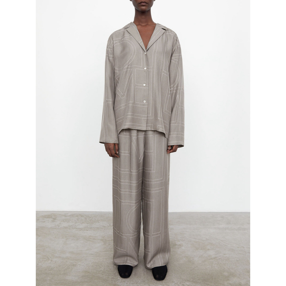 Women's Pants Totem Silk Embroidery Casual Drawstring Nighty Wide Leg