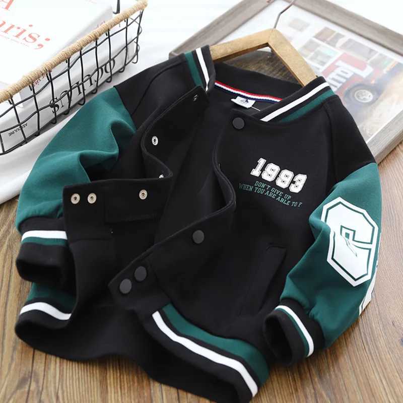 2024 New Childrens Baseball Jacket Boy Bomber Jacket Spring And Autumn Cool Boy Coat Kids Letter Print Outerwear 3-14YXJ241214