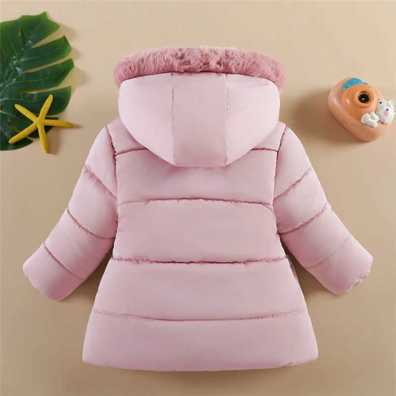 -30 Girls Padded Jackets Winter Kids Thick Warm Cotton Clothes Coats Lining Plush Hooded Zipper Outerwear Cold Parka SnowsuitXJ241214