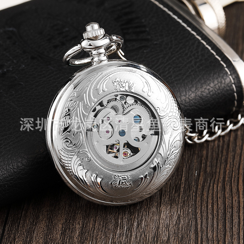 Non Sterling Silver Creative Transparent Flap Silver Men's Dial Diameter 43mm Thickness 11mm Simple Roman Numerals Classic Mechanical Watch 006