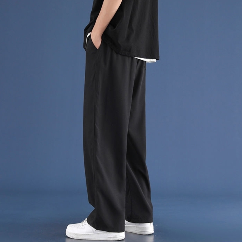 Men Ice Silk Sweatpants Drawstring Streetwear Harajuku Jogger Trousers Y2k Style Sport Gym Oversized Baggy Wide Leg Pants 8XL y241214