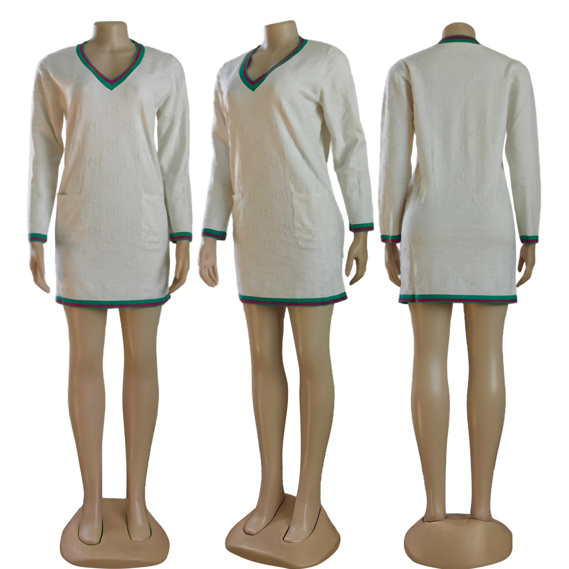 Knitting Dresses Women Sweater Woman Knits Tees Long sleeve Dress Classical O-neck Cardigan Sweaters Pullover Long Dress Skirt Club Blouse Clothing