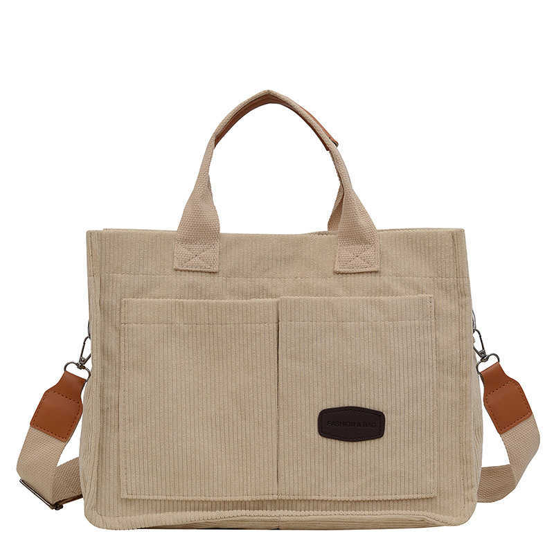 Canvas bag, women's large capacity bag trendy and versatile striped velvet crossbody bag, wide shoulder strap handbag, tote bag 241215