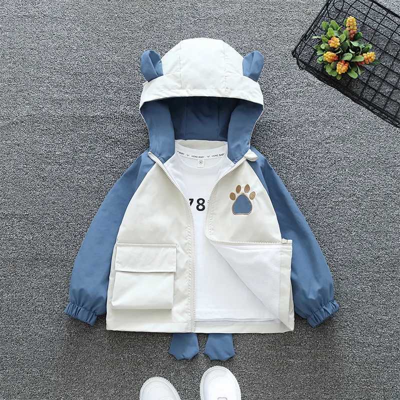 2024 Spring and Autumn boy Childrens Leisure printing Pocket Round neck Zipper Coat Childrens ClothingXJ241214