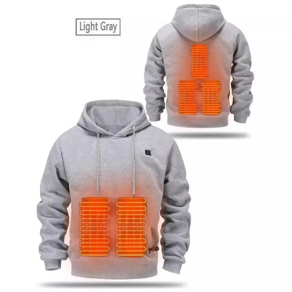 Electric heating hoodie Usb mens hoodie adjustable temperature enlarged size winter top with drawstring cover to keep warm and comfortable 241214