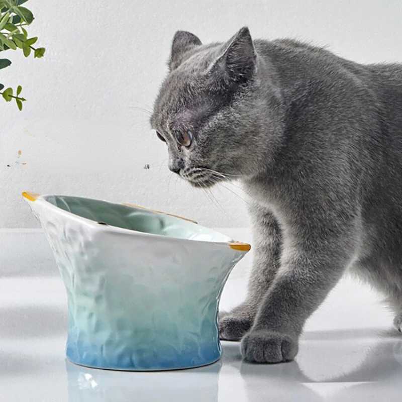 Cat Feeders Cat Bowl Pet Feeder Dish Dog Treats Bowls Plate Feeding Eating Ceramic Elevated Dishes Kitten Decorative Creative Raised Water z241213
