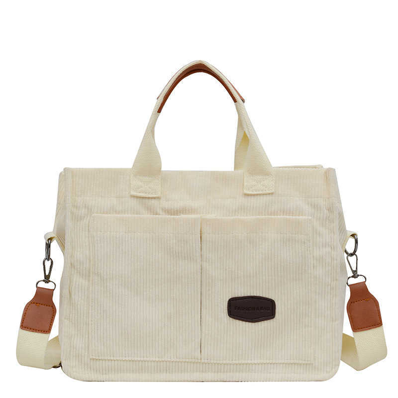 Canvas bag, women's large capacity bag trendy and versatile striped velvet crossbody bag, wide shoulder strap handbag, tote bag 241215