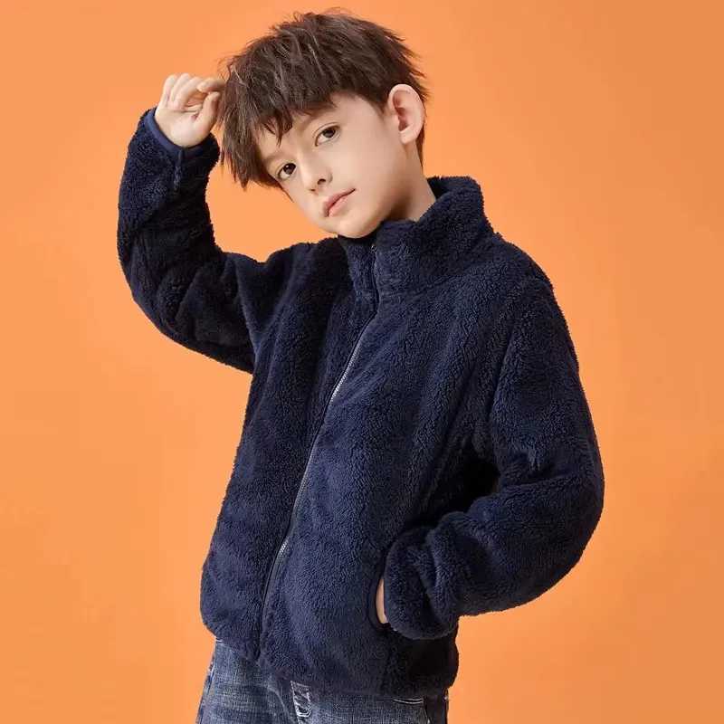 Childrens Fleece Jacket Winter Thickened Warm Coats for Boys Girls Coral Velvet Windbreaker Teenager Outerwear Baby OutfitsXJ241214