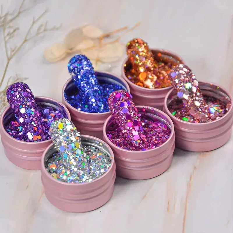 Iridescent Nail Art Sequins Silver Glitter DIY Chrome Powder Sparkly Hexagon y Flakes Manicures Decorations 241213