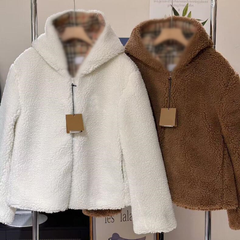 Women's Jackets hooded designer jacket women long sleeve zipper thick fleece Lamb jackets winter womens coat