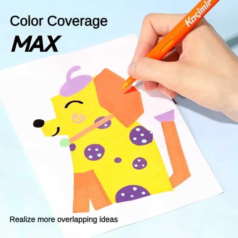Markers KASIMIR Soft Brush Direct-liquid Acrylic Marker Paint Pen Pull out appearance Graffiti Manga Crafts School Stationery Supplies H241215