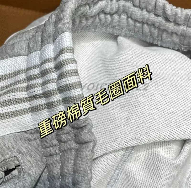 25SS Butterfly Embroidered AWGE Wide Leg Pants Mens and Womens Jogging Drawstring Pants Grey Pure Cotton looped striped Sports Pants X241216