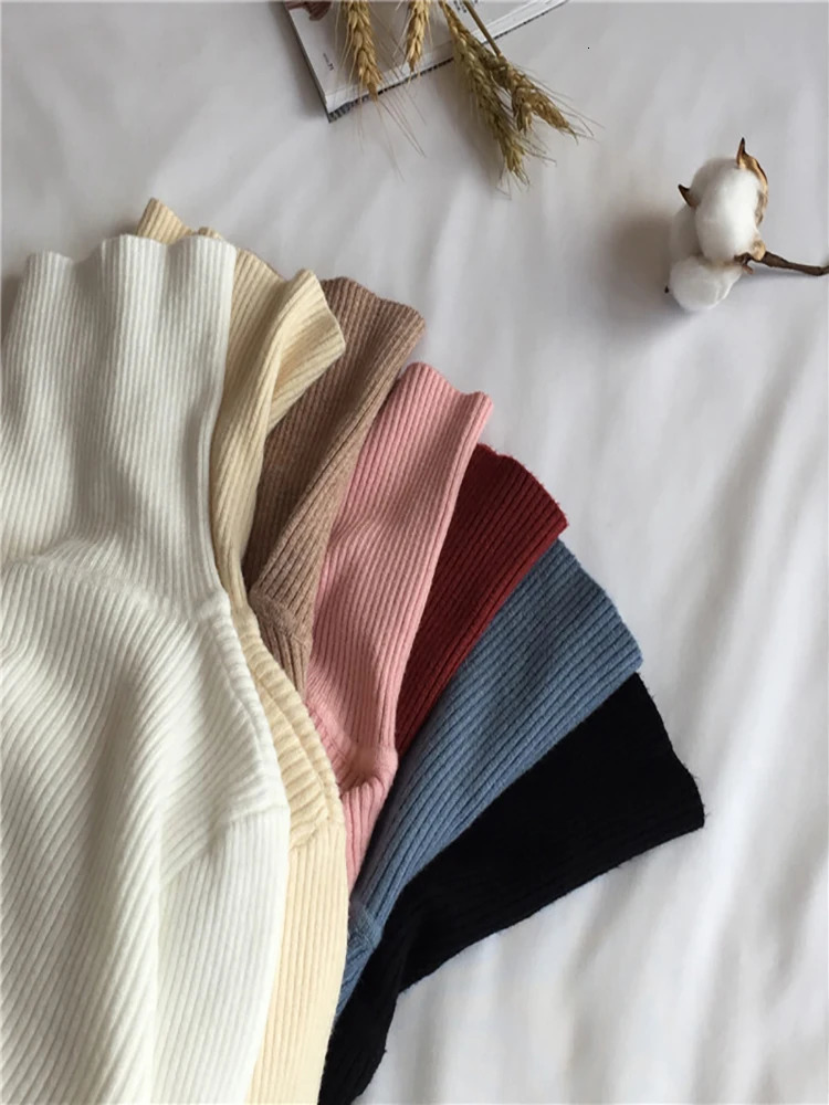 2024 AutumnWinter Thick Sweater Womens Knitted Strap Long Sleeve Turtle Neck Ultra Thin Jumper Soft Warm Pull 241211