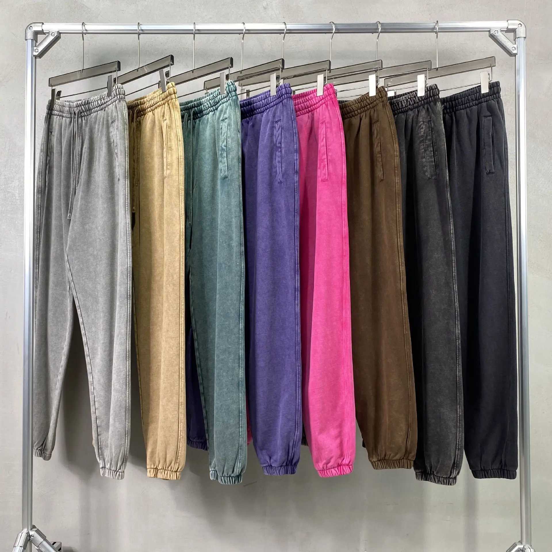 420g mens plus size 100% cotton pickled casual pants jogging sports mens high-quality retro washed sports pants X241216