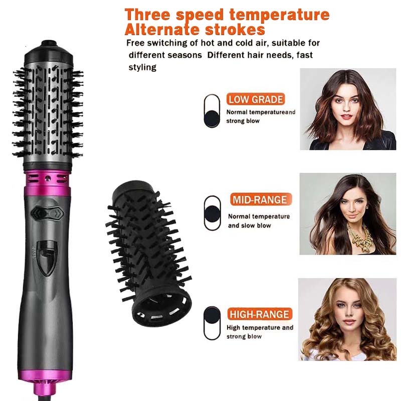 Multifunctional 3 In 1 Automatic Curler Round Rotating Hair Brush Hot Air Dryer Volumizer Styler
