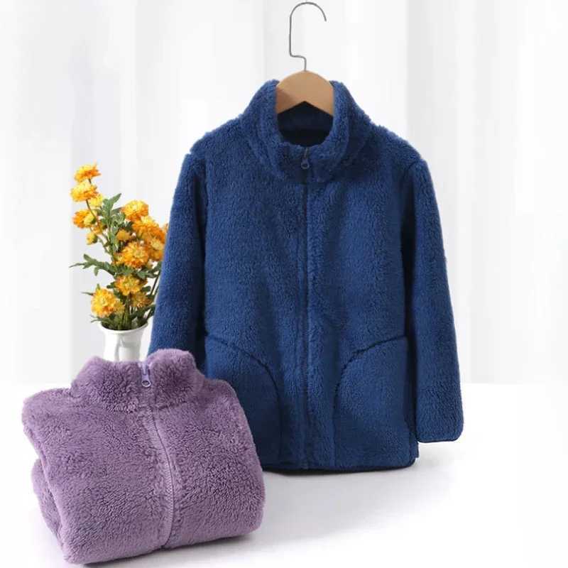 Children Plush Jacket Autumn Winter Fleece Thick Warm Outerwear Solid Casual Soft School Teen Boys Girls Coats 10 12 13 14 15 YXJ241214