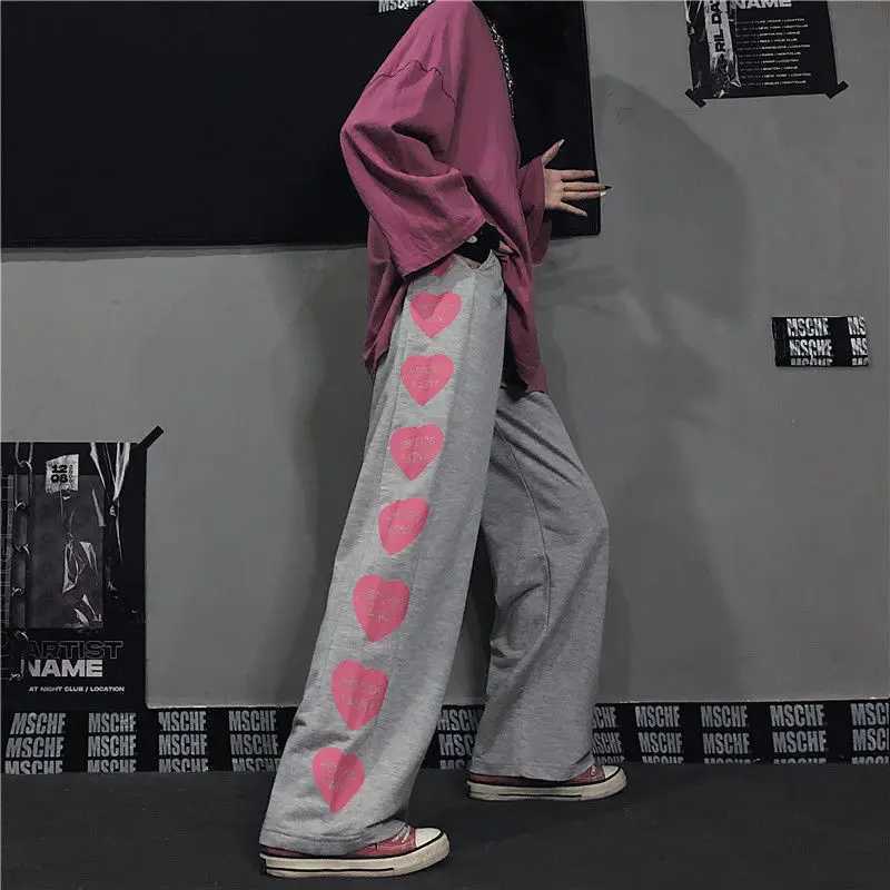 Japanese Y2k Oversize Graphic Wide Sweatpants Men Streetwear Print Casual Track Pants Male Sport Straight Trousers X250319