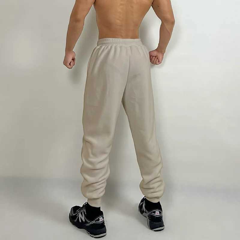 Mens pants Fitness corset pants mens loose drawstring basketball running training sweatpants plus fleece sports long pants X241216