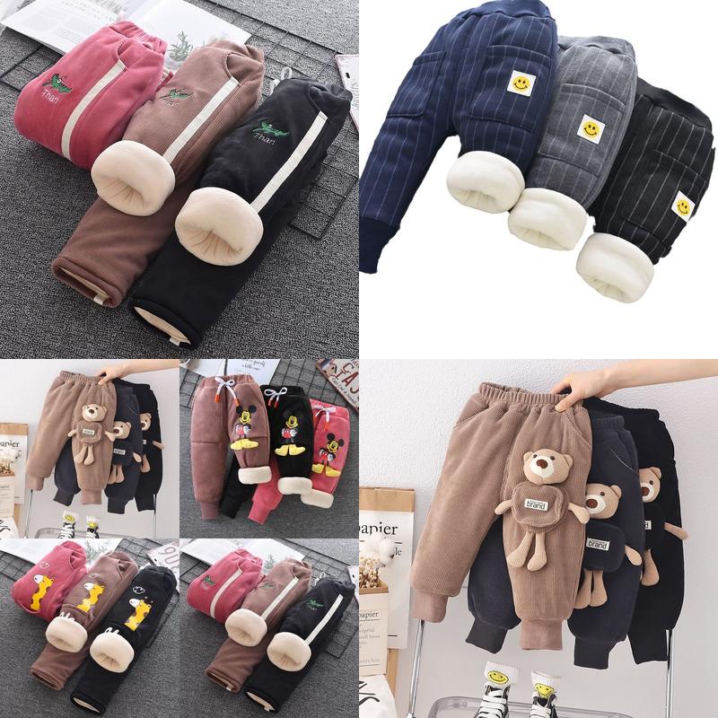 Trousers Childrens Long Pants With Thick Velvet For Winter Clothing Bathroom Integrated Babies Autumn And Casual Loose Girls Boys Dro Oto4A