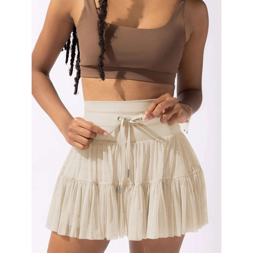 European American Women's Half Safety Pants, Anti Glare, Spring And Summer New Styles, High Waisted Lace Up Pleated Short Skirt, Spicy Girl