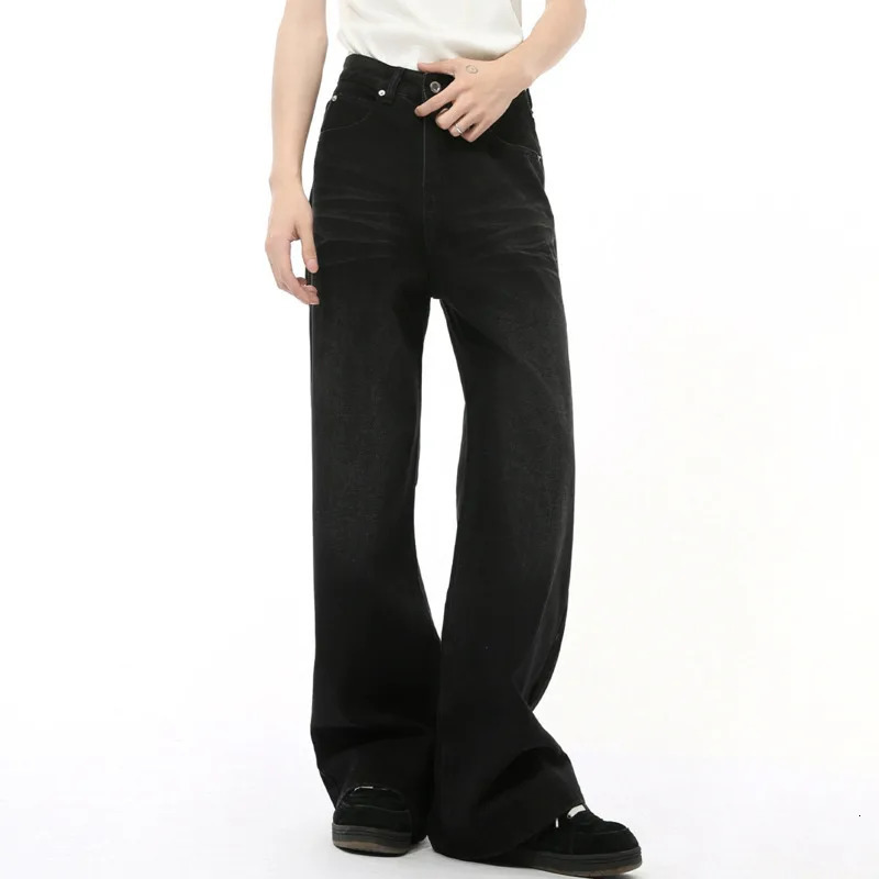 Autumn US Mens Jeans Solid Color Open Style NAVEL Pants Retro Straight Leg Wide Leg Loose Mens Jeans M7-BN-K4276 241210