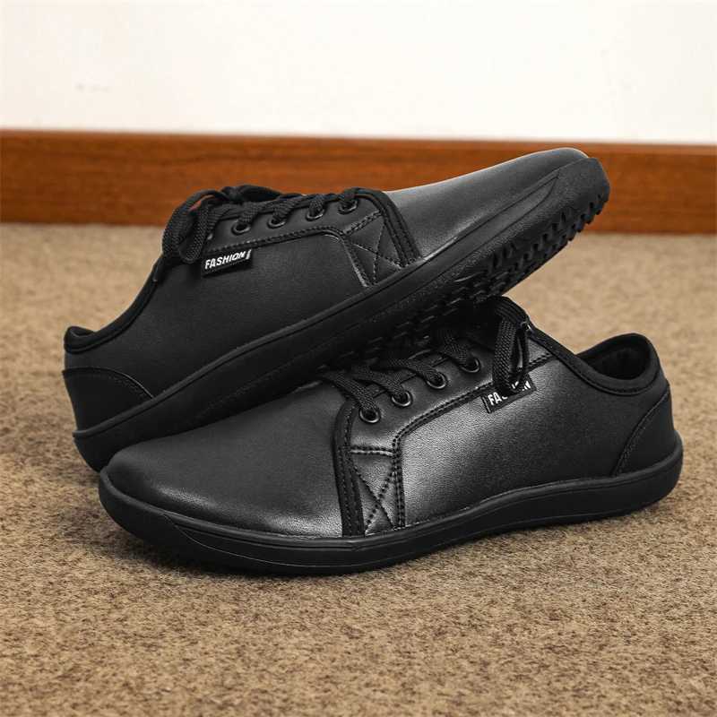 Men Wide Toe Barefoot Shoes Suitable for Both Men Women Big Size Casual Leather Sneakers Running Shoes Simple Classic Flat ShoesC241216