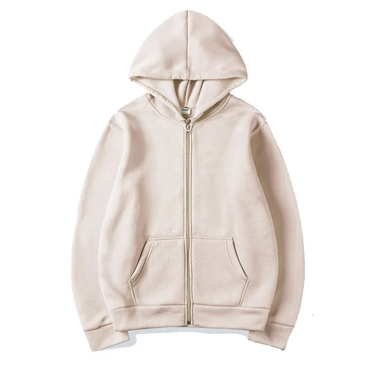 Cross border European and American unisex zipper sweater cardigan wool hoodie solid color blank sportswear 241211