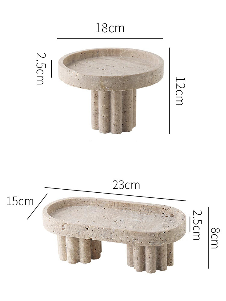 Marble Serving Tray with Legs Decorative Travertine Dish for Coffee Table Decor Stone Vanity Tray for Perfume Candles 241214