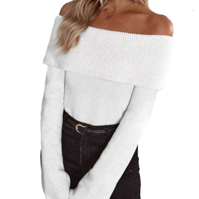 New European And American Fashion Sexy Slim Fit One Neck Knitted Long Sleeved Clothes For Autumn Women