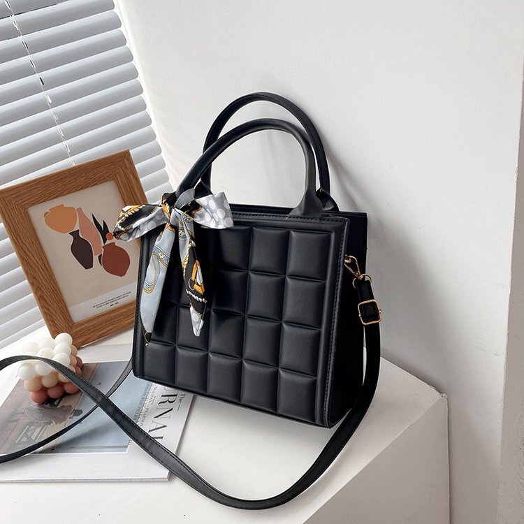 New Handbag Designer Women's Shoulder Bag Fashion Grid PU Leather Crossbody Bag Square Small Top Handle Bag Handbag