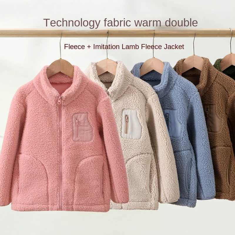 Childrens Plush Jacket Warm Winter Cold Weather Gear Snow Windproof Outdoor Outerwear for Kids Casual Boys Girls Tops ClothesXJ241214