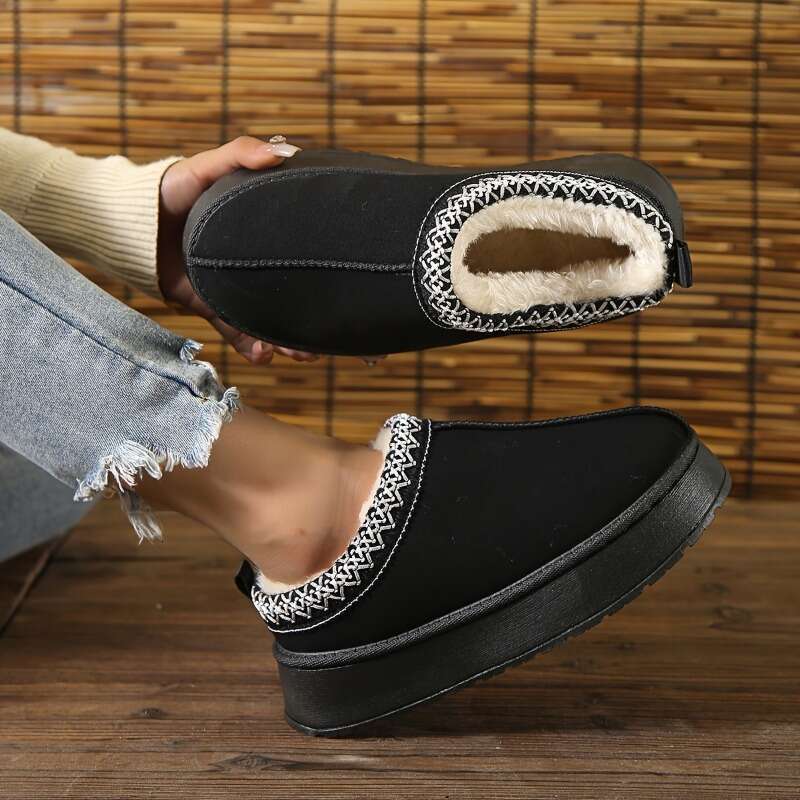 Platform Slippers for Women Winter Warm Snow Boots Cotton Fluffy Ladies Slides Designer Height Increasing Shoes Size36-42