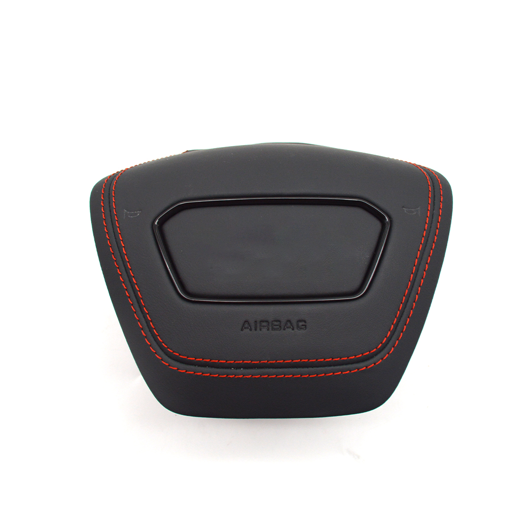 For Audi A6 C8 red white black leather Steering wheel decorative cover painting black