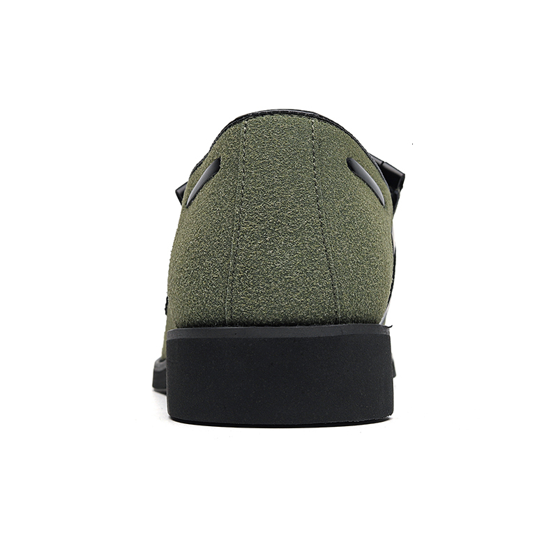 Fashion Men Tassel Dress Army Green Wedding Pointed Toe Party Shoes Big Size 48 47 Man Loafers Slip On Oxfords