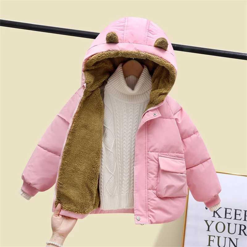 Childrens Down Cotton Coat Boys Padded Thickened Casual Jacket Winter New Girls Warm Cute Solid Color Clothing 2-6 YearsXJ241214