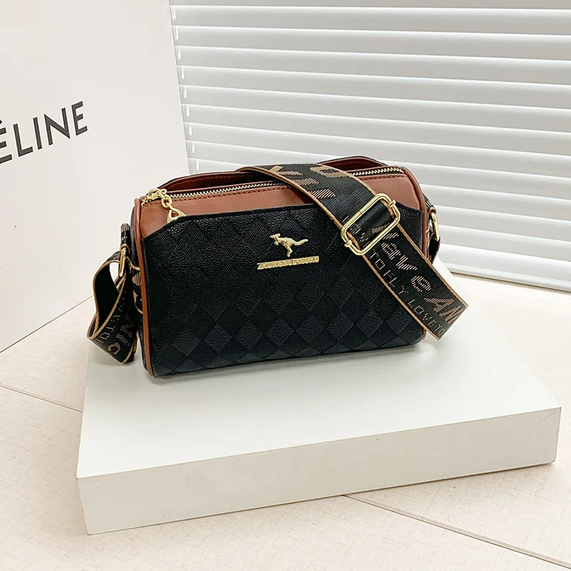 New Women leisure s Chessboard Single Wide trend Shoulder Strap Crossbody Bag Retro Style Handbag Designer Shoulder Bag