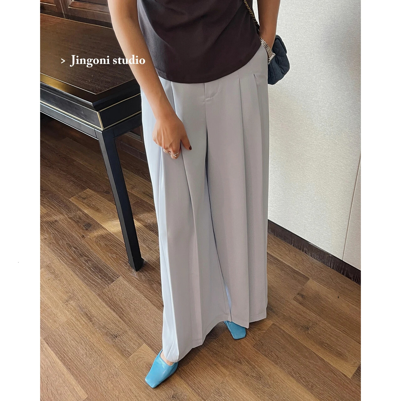 Y2k Womens Pants Cargo Set Summer Korean Fashion Wide Leg Retro Elastic High Waist En Wrinkle Elegant Classic 241214