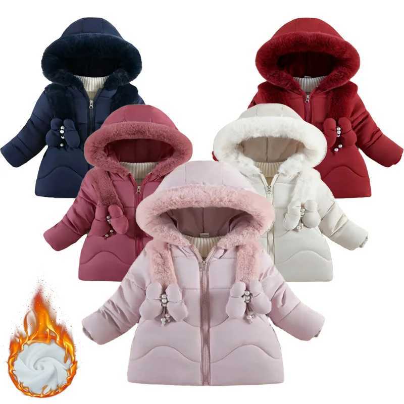 1 2 3 4 Baby Girls Padded Down Coats Kids Fashion Winter Thickened Jackets Kids Casual Trend Parkas New Hooded Cotton ClothesXJ241214