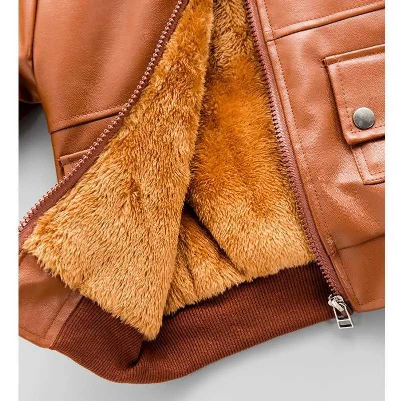 2024 Fashion Winter Child Coat Waterproof Baby Boys Leather Hooded Jackets Plus velvet Thicken Warm CUHK Boys clothes 2-12YXJ241214