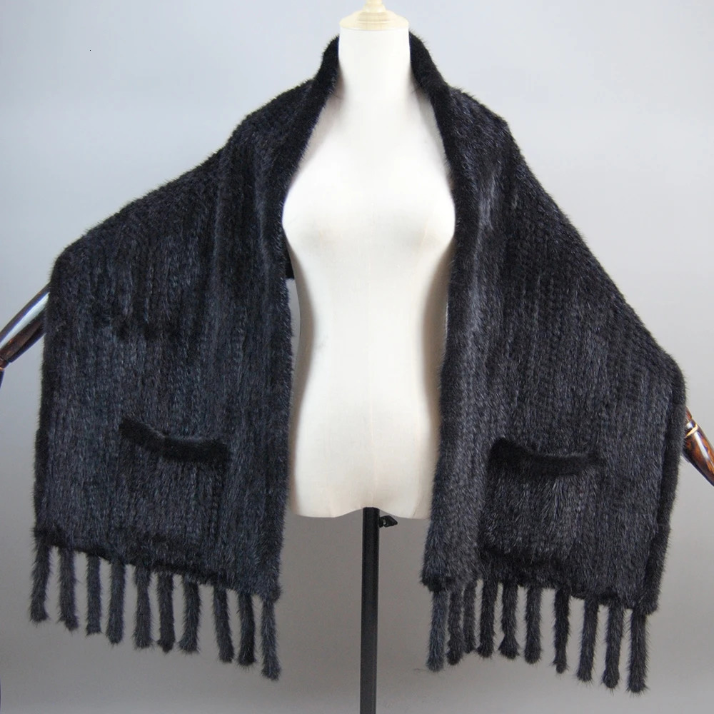 selling long winter warm real mink scarf shawl fashionable womens knitted 241210