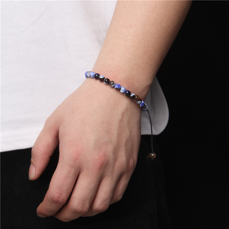 Trendy 100% Natural Stone 6MM Bead Braided Bracelet Quartzs Agat Obsidian Bracelets For Women Men Healing Reiki Handmade Jewelry