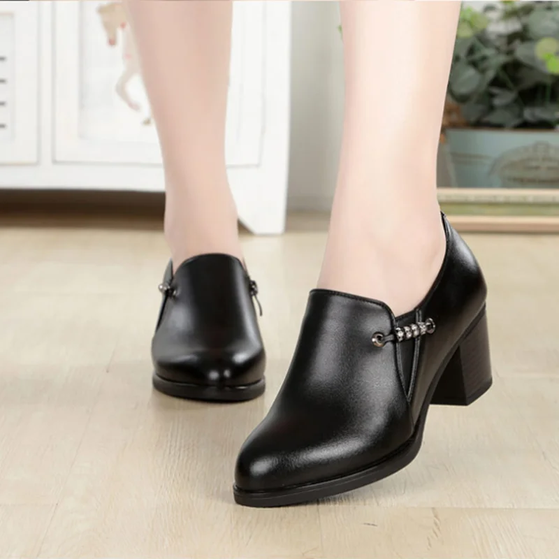 AIYUQI Autumn Genuine Leather Women Office Shoes High-heeled Sexy Women Dress Shoes Big Size Women Party Shoes