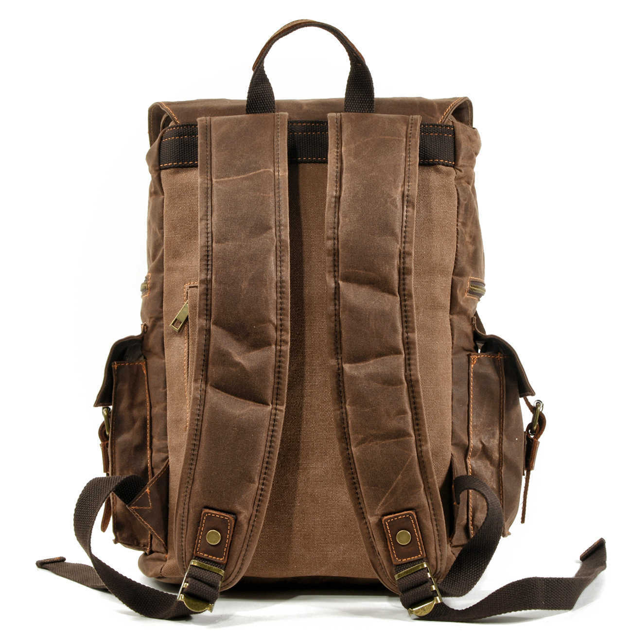 American backpack men's and women's backpack beeswax canvas travel computer crazy horse leather bag sports hiking bag 241215