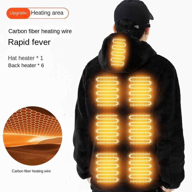 fashion winter outdoor intelligent USB heating couple universal casual sweater coral fleece heating clothing warm cover 241214