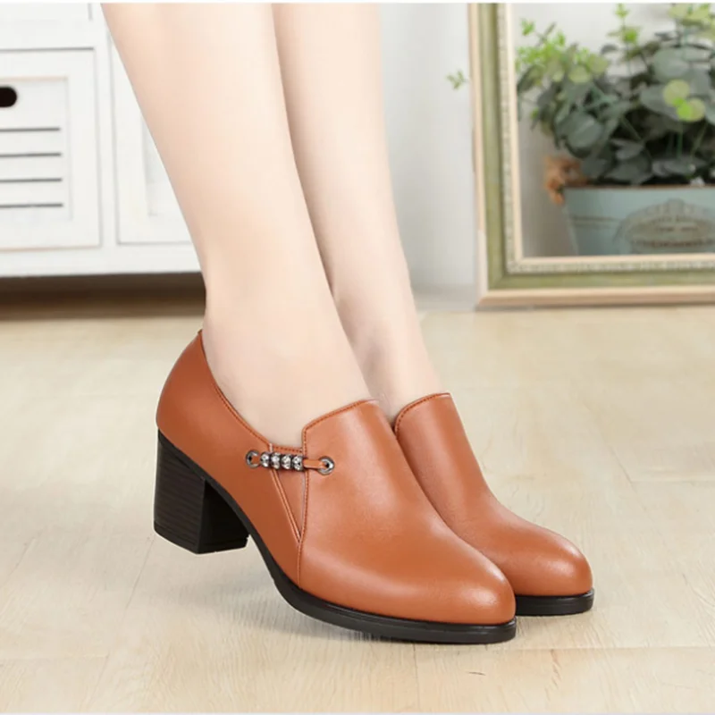 AIYUQI Autumn Genuine Leather Women Office Shoes High-heeled Sexy Women Dress Shoes Big Size Women Party Shoes