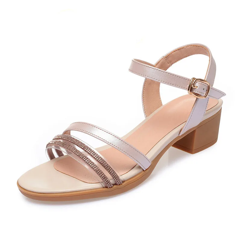 AIYUQI Sandals Summer Girls Fish Mouth Fashion Rhinestone Women Sandals Breathable Large Size Women Sandals