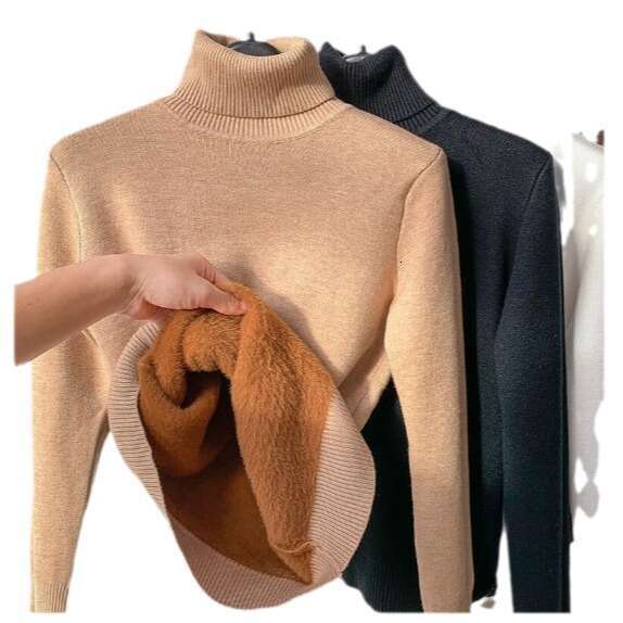 High Quality Thickened One-Piece Veet Clothes From Europe And America, Autumn Women's Mink Fur Warm Top, High Neck Base Shirt For Women